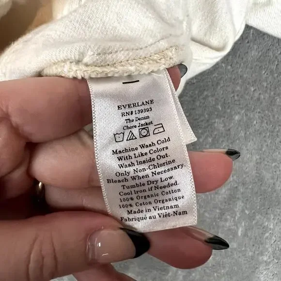 Everlane Denim Chore Jacket Womens XS Ivory Patina Organic Cotton Minimalist - Picture 5 of 9